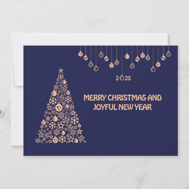 Blue wish card New Year with Christmas ball & tree Julkort (Framsida)