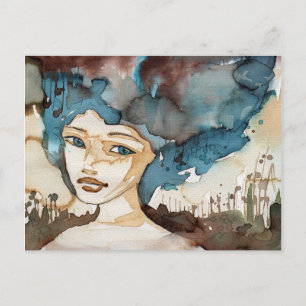 Blue Woman Vykort