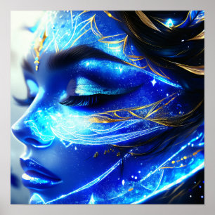 Blue Womans Ansikte 2 Poster