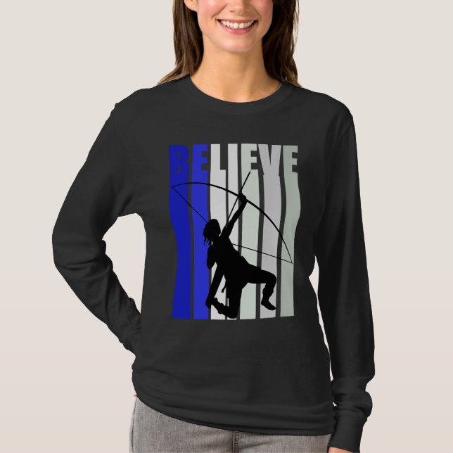 Blue Womens Believe Archery Inspirational Archer G T Shirt (Framsida)