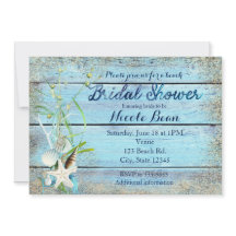 Blue Wood Beach Tropisk BRUDKVÄLLSINBJUDAN