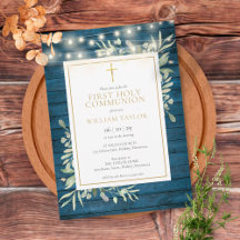 Blue Wood Ljus Greenery First Heliga Communion