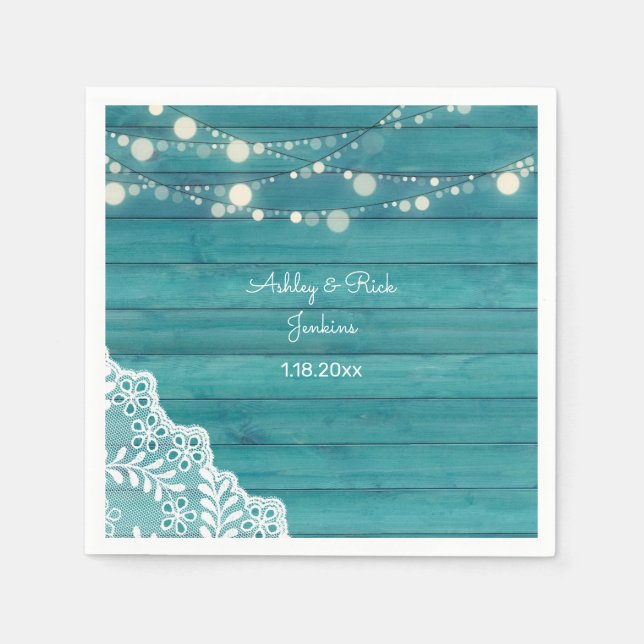 Blue Wood, Snöre, String Ljus Pappersservett (Framsidan)