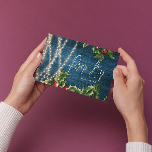 Blue Wood String Ljus Bröllop OSA jul Kort