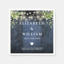 Blue Wood String Ljus Greenery Bröllop