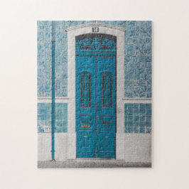 Blue Wooden Door in Portugal Jigszle Puzzle Pussel
