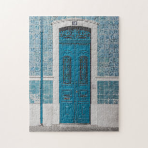 Blue Wooden Door in Portugal Jigszle Puzzle Pussel