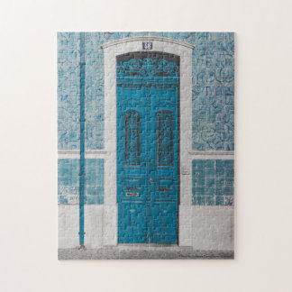 Blue Wooden Door in Portugal Jigszle Puzzle Pussel