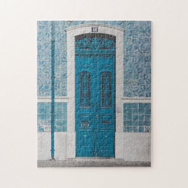 Blue Wooden Door in Portugal Jigszle Puzzle Pussel (Vertikal)
