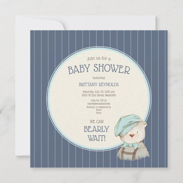 Blue Woodland Boy Shower-inbjudan (Framsida)