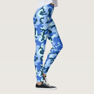 Blue Woodland Camouflage Military Mönster Leggings