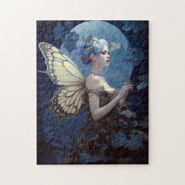 Blue Woodland Fairy Fantasy Art Pussel (Vertikal)