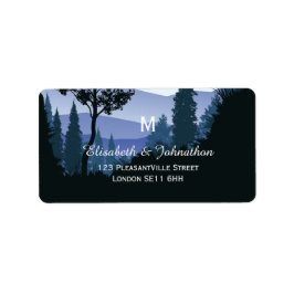 Blue Woodland Forest, Rustic Bröllop Adressetikett