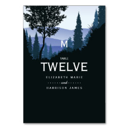 Blue Woodland Forest, Rustic Bröllop Bordsnummer