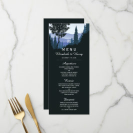 Blue Woodland Forest, Rustic Bröllop Meny