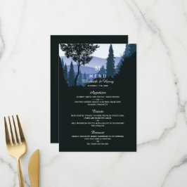 Blue Woodland Forest, Rustic Bröllop Meny