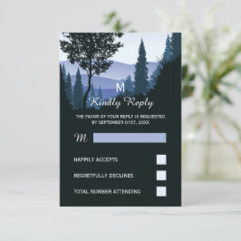 Blue Woodland Forest, Rustic Bröllop OSA Kort