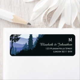 Blue Woodland Forest, Rustic Bröllop Returadress Etikett