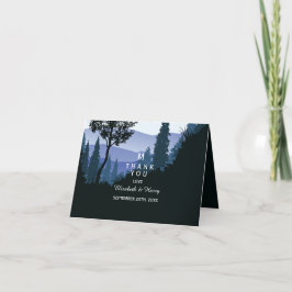 Blue Woodland Forest, Rustic Bröllop Tack Kort