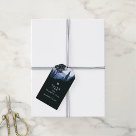 Blue Woodland Forest, Rustic Bröllop Tack Presentetikett