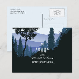 Blue Woodland Forest, Rustic Bröllop Tack Vykort