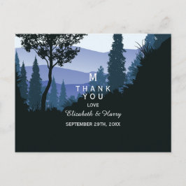 Blue Woodland Forest, Rustic Bröllop Tack Vykort