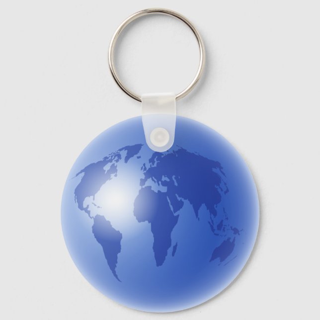 Blue World Globe Nyckelring (Framsida)