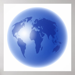 Blue World Globe Poster