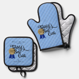 Blue World's Best Cook Award Quilted look