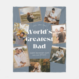 Blue World's Greatest Dad 7 Foto Collage Fleecefilt