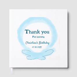 Blue wreath floral watercolor thank you for coming gästböcker