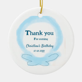 Blue wreath floral watercolor thank you for coming julgransprydnad keramik