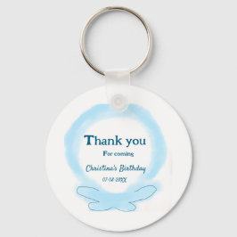 Blue wreath floral watercolor thank you for coming nyckelring