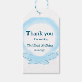 Blue wreath floral watercolor thank you for coming presentetikett