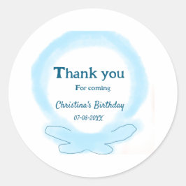 Blue wreath floral watercolor thank you for coming runt klistermärke