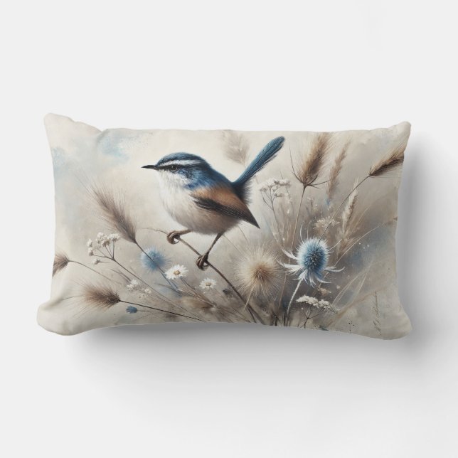 Blue Wren Cushion Lumbarkudde (Framsida)