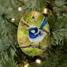 Blue Wren - Julgransprydnad Keramik