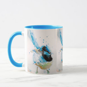 Blue Wren Watercolor Painting Australian Birds Mugg