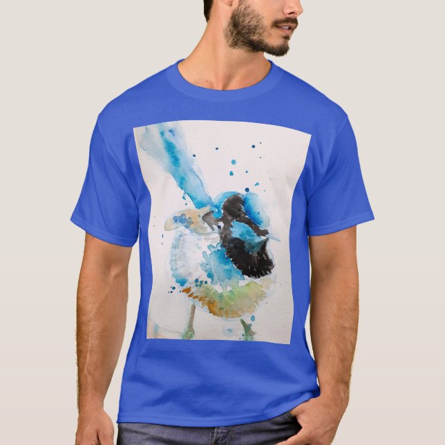 Blue Wren Watercolor Painting Australian Birds T Shirt (Framsida)