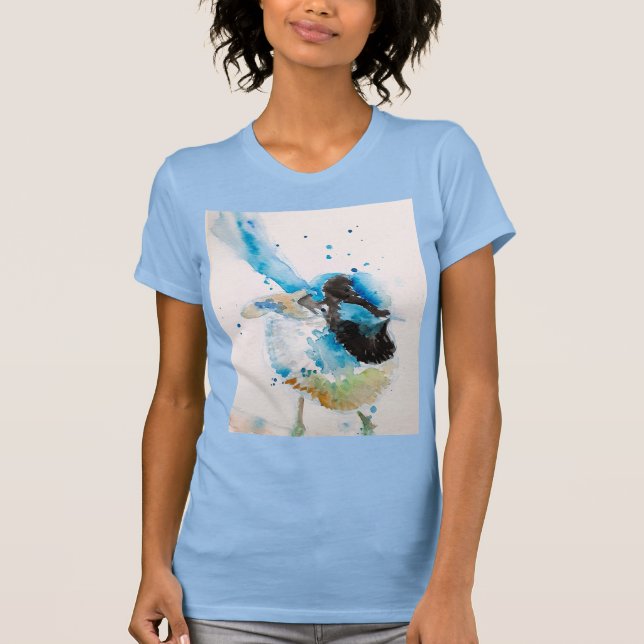 Blue Wren Watercolor Painting Australian Birds T Shirt (Framsida)