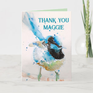 Blue Wren Watercolor Tack Budgie Aqua Kort