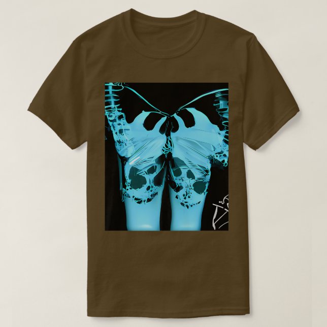 Blue Xray Monster Skeleton Butterfly och Beval T Shirt (Design framsida)