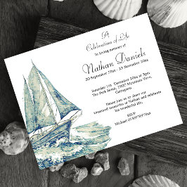 Blue Yacht Firande of Life Card Inbjudningar