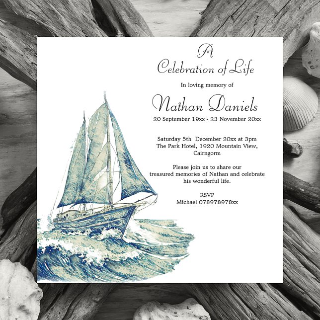 Blue Yacht Firande of Life Card Inbjudningar (Skapare uppladdad)