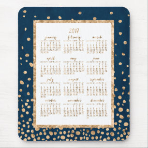 Blue Yarly 2017 Calendar Mus mattor Guld Confetti Musmatta