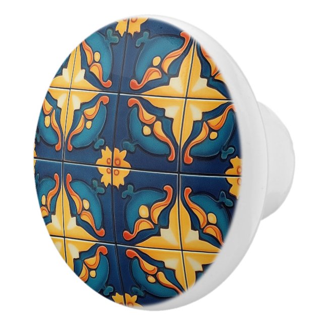 Blue Yellow and Orange Pattern  Knopp (Höger)
