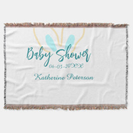 Blue yellow baby shower name date animal ear cute  filt