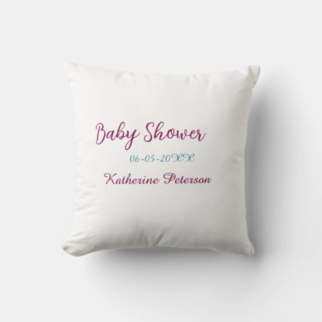 Blue yellow baby shower name date animal ear cute  kudde (Framsida)