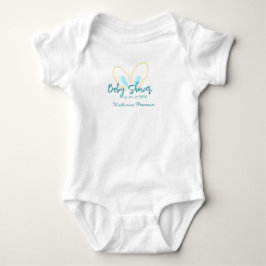 Blue yellow baby shower name date animal ear cute  t shirt