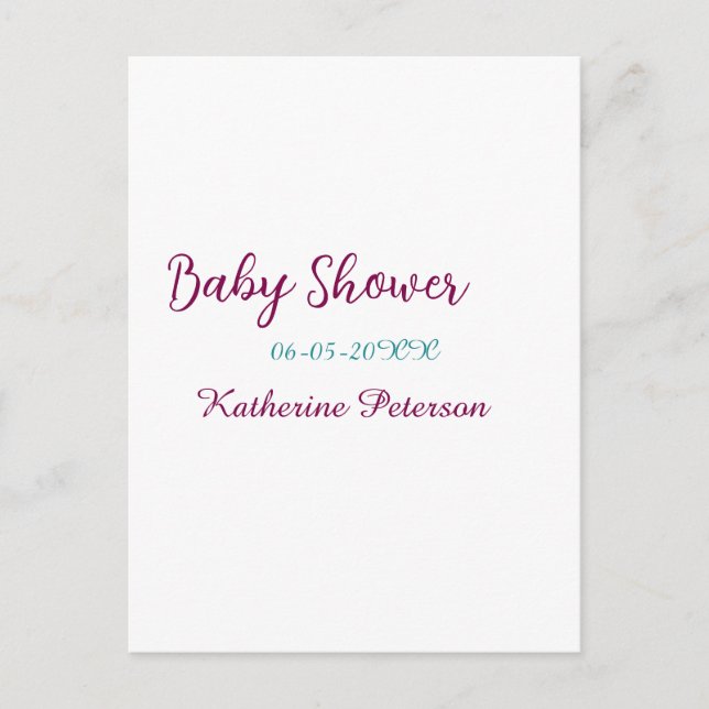 Blue yellow baby shower name date animal ear cute  vykort (Framsida)